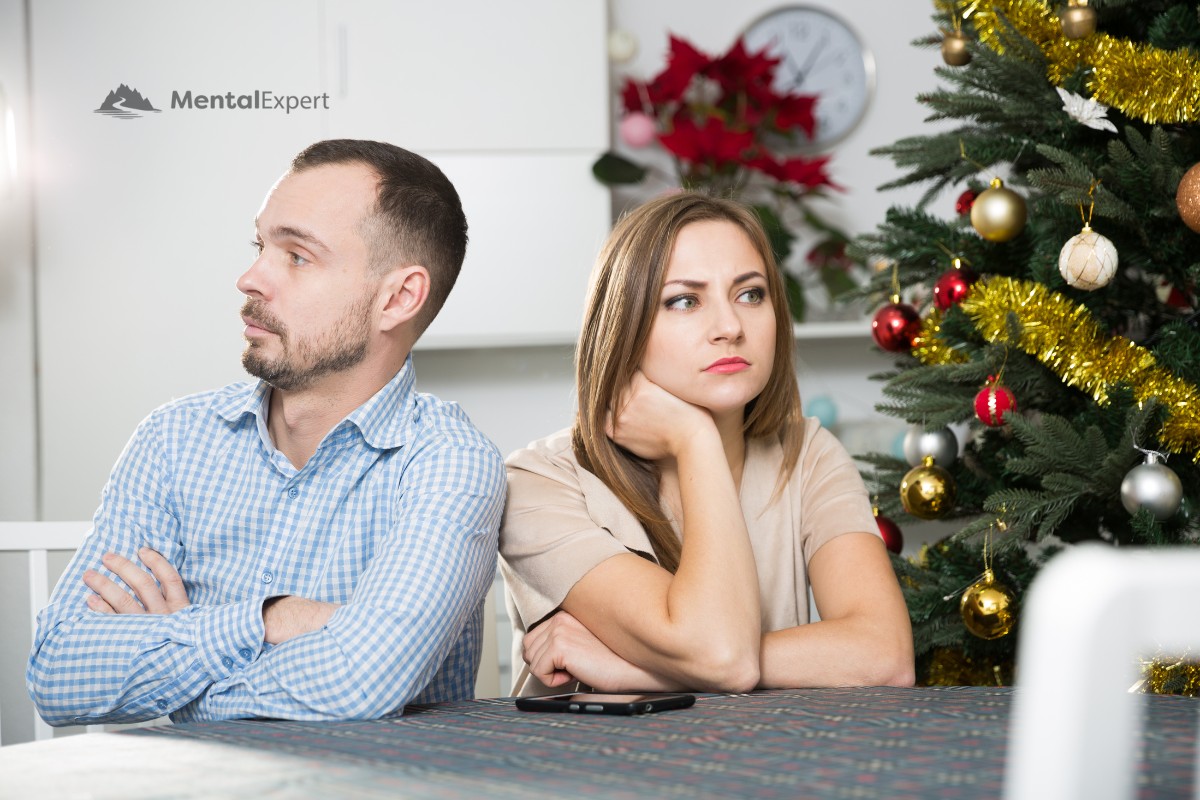 Pokłócona para przy stole wigilijnym